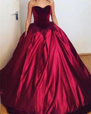 LTP0941,Burgundy Velvet Sweetheart Satin Ball Gown Prom HZ0307
