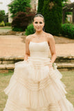 Straps Light Blue Tulle Ruffles A-line Formal HZ0307