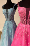 Sheer Appliques A-line Long Formal HZ0307