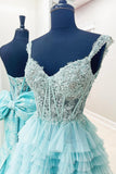 Off the Shoulder Black Lace Appliques Ruffles Long Formal HZ0307