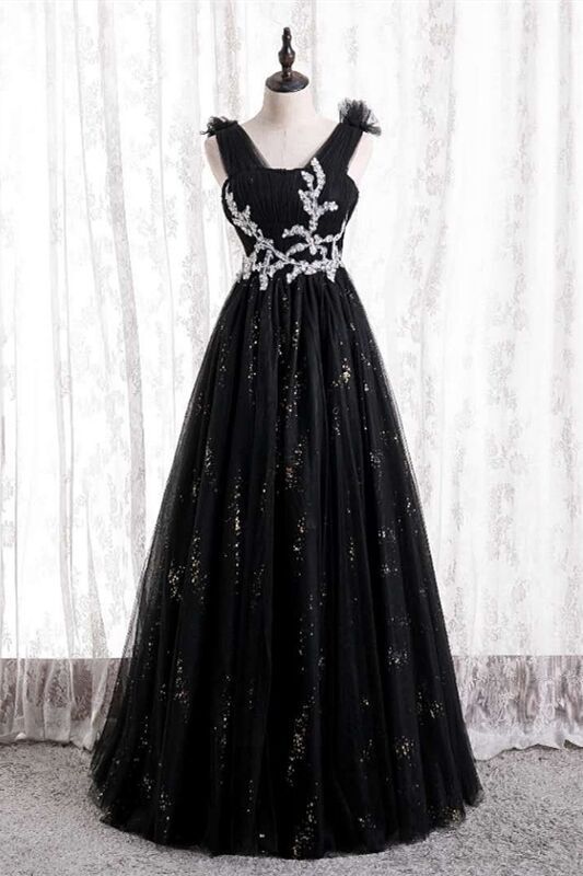 Princess A-line Black Tulle Long Formal HZ0307