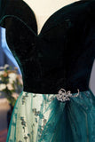 Off the Shoulder Green Long Formal HZ0307