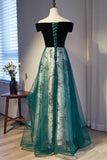 Off the Shoulder Green Long Formal HZ0307