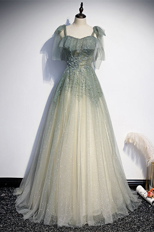 Fairy A-line Ombre Green Long Formal HZ0307