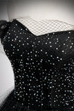 Black Off the Shoulder Tulle Formal HZ0307