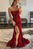 Simply Elegant Blue Sequin Mermaid Strapless Long Formal HZ0307