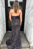 Black Sequin Strapless Mermaid Long Formal HZ0307