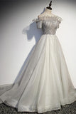 Off the Shoulder Silver Long Formal HZ0307