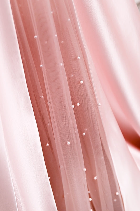 Strapless Pink A-line Satin Long Formal HZ0307