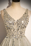Classic A-line Grey and Silver Sequins Formal HZ0307