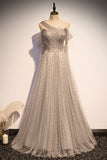 Special A-line Grey Pearls Long Formal HZ0307