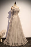Special A-line Grey Pearls Long Formal HZ0307