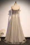 Special A-line Grey Pearls Long Formal HZ0307