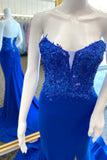 Gorgeous Royal Blue Appliques Mermaid Long Formal HZ0307