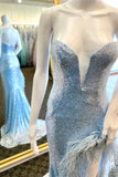Strapless Light Blue Sequin Mermaid Long Formal HZ0307