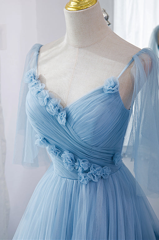 Blue A-line Tiered Layers Long Formal HZ0307