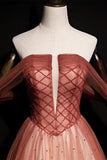 Strapless Beaded Red Long Evening HZ0307