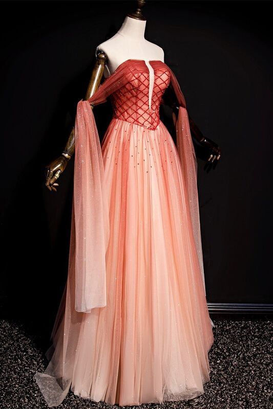 Strapless Beaded Red Long Evening HZ0307