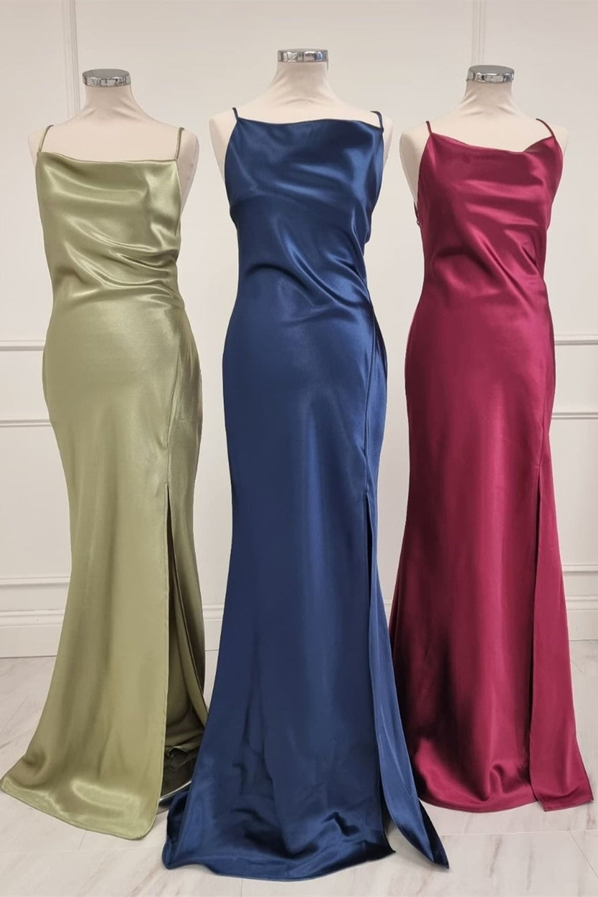 Elegant Spaghetti Straps Full Length Slip Formal Dress with HZ0307
