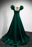 Green A-line Long Formal Dress with Puffy HZ0307