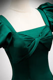 Green A-line Long Formal Dress with Puffy HZ0307