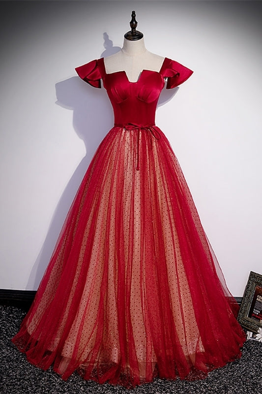 Unique Red A-line Long Princess Dress with Cap HZ0307