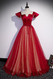 Unique Red A-line Long Princess Dress with Cap HZ0307