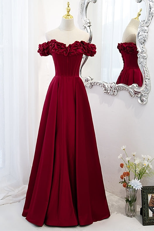 Off the Shoulder Wine Red A-line Princess HZ0307