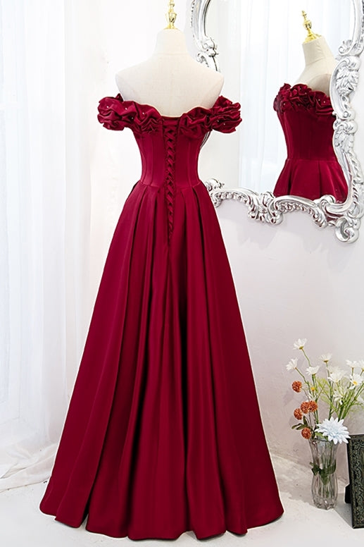 Off the Shoulder Wine Red A-line Princess HZ0307