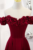 Off the Shoulder Wine Red A-line Princess HZ0307