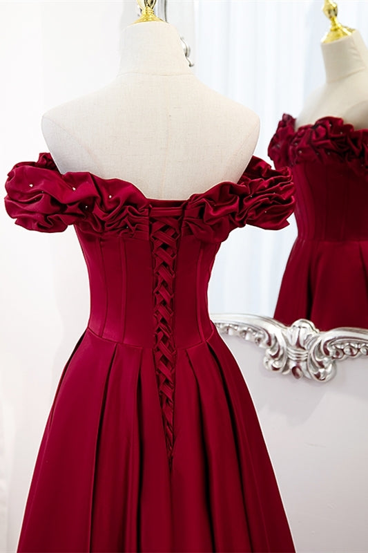 Off the Shoulder Wine Red A-line Princess HZ0307