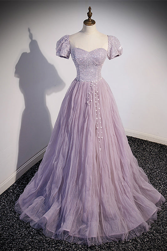 Light Purple Strapless A-line Long Formal HZ0307