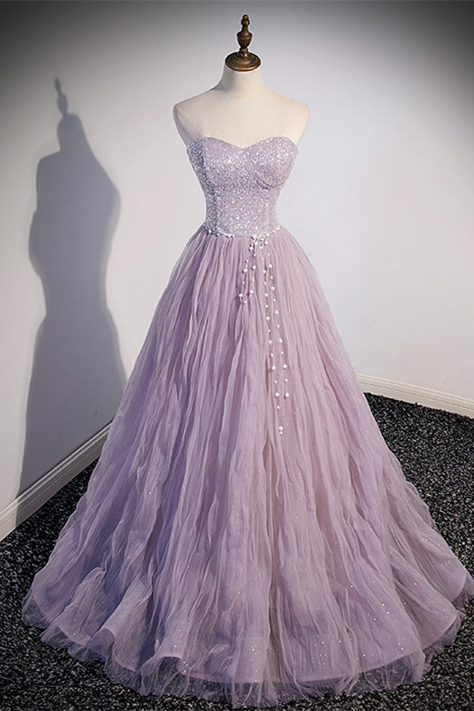 Light Purple Strapless A-line Long Formal HZ0307