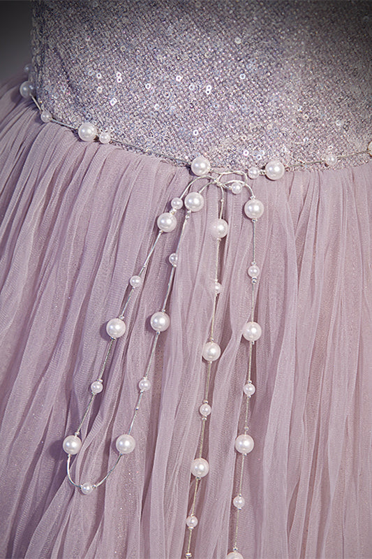 Light Purple Strapless A-line Long Formal HZ0307
