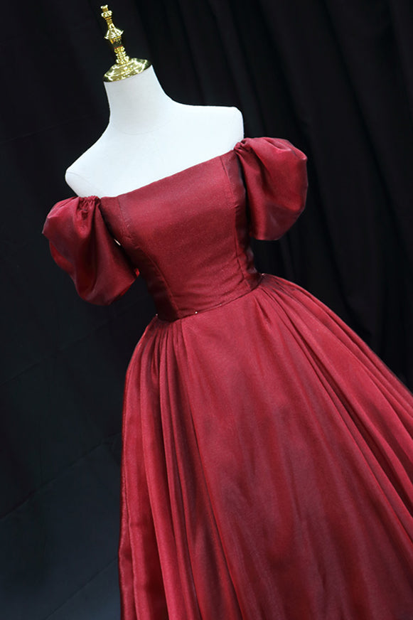 Off the Shoulder Burgundy A-line Long Formal HZ0307