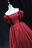 Off the Shoulder Burgundy A-line Long Formal HZ0307