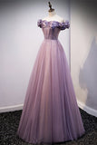 Princess Off the Shoulder Purple Long Party HZ0307