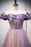Princess Off the Shoulder Purple Long Party HZ0307