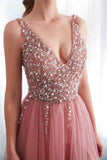 Blush Pink A-line Long Formal Dress with HZ0307