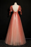 Short Sleeves Red Long Formal HZ0307