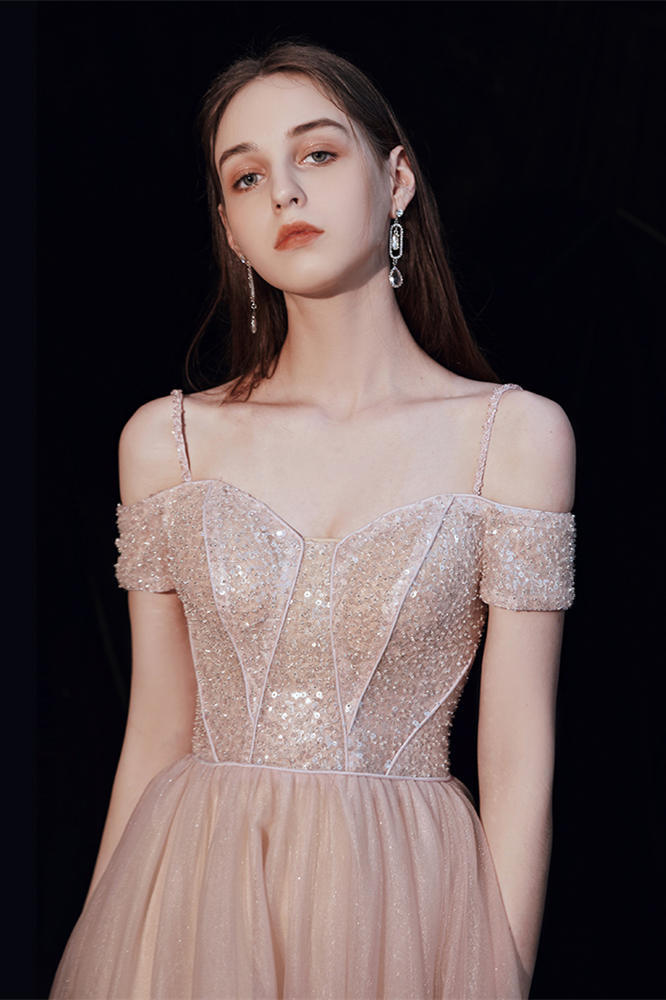 Off the Shoulder Blush Tulle Long Party HZ0307