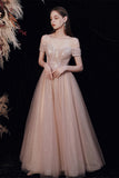 Off the Shoulder Blush Tulle Long Party HZ0307