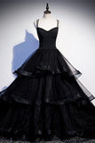 Black A-line Layered Evening HZ0307