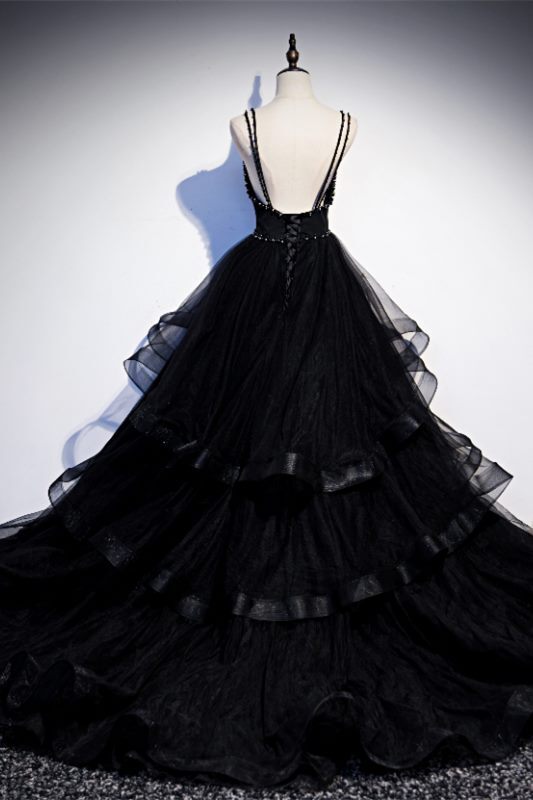 Black A-line Layered Evening HZ0307