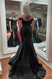Elegant Champagne Off the Shoulder Mermaid Long Prom HZ0307