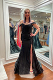 Elegant Champagne Off the Shoulder Mermaid Long Prom HZ0307