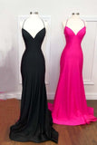 Straps Hot Pink Mermaid Simple Long Prom HZ0307