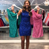 LTP1075,Sexy one shoulder sequin homecoming HZ0307