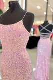 Pink Sequins Mermaid Long Formal Dress with HZ0307