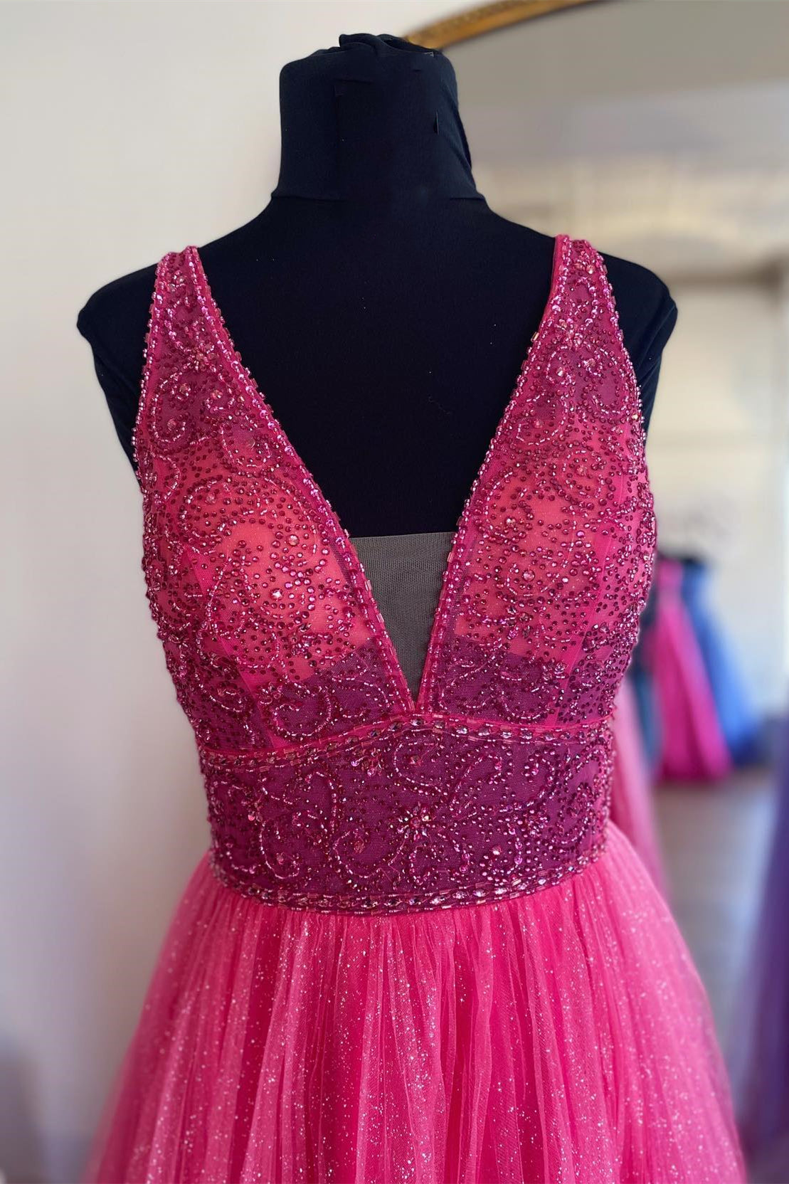 Elegant A-line Beaded Long Formal HZ0307